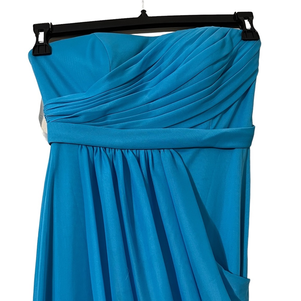 David’s Bridal dress turquoise strapless formal prom bridesmaid size 0 - Picture 8 of 11